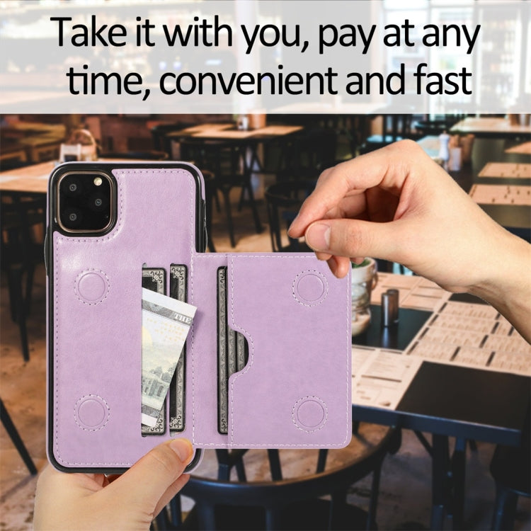 For iPhone 11 Pro Shockproof PU + TPU Protective Case with Card Slots & Holder