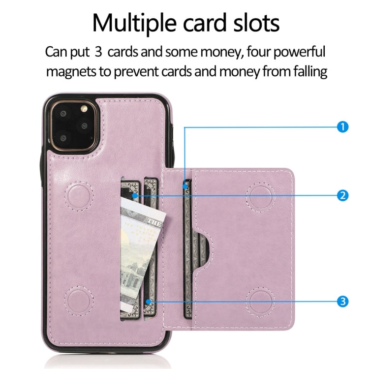 For iPhone 11 Pro Shockproof PU + TPU Protective Case with Card Slots & Holder