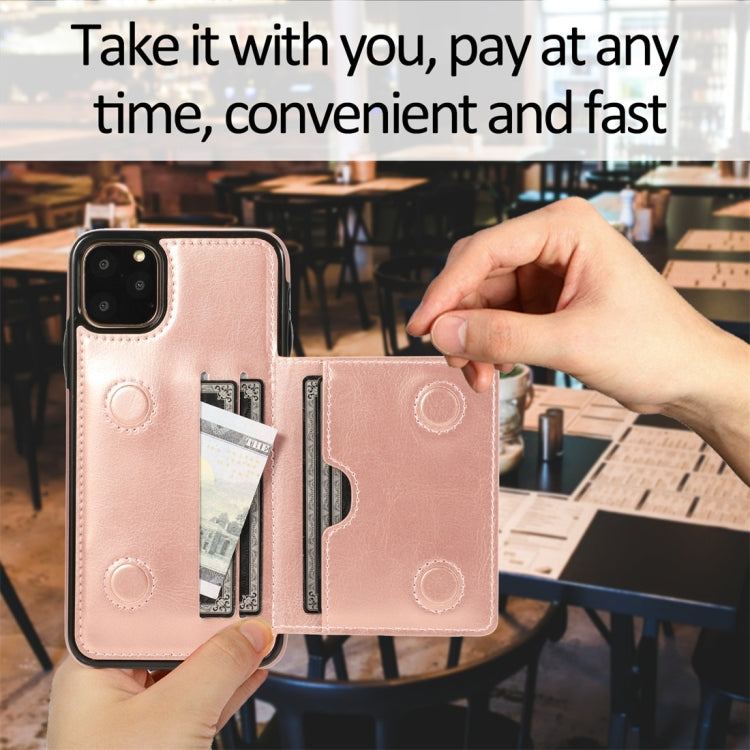 For iPhone 11 Pro Shockproof PU + TPU Protective Case with Card Slots & Holder