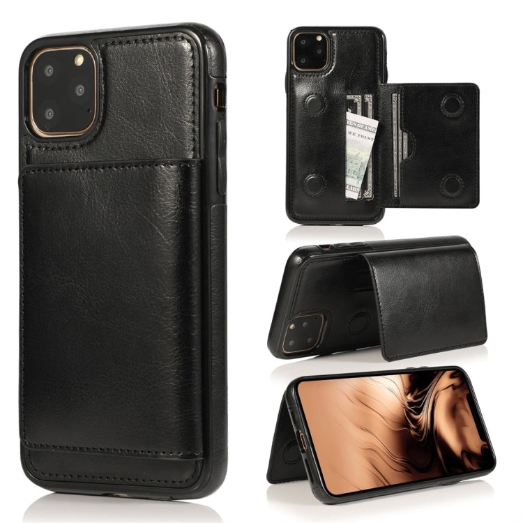 For iPhone 11 Pro Max Shockproof PU + TPU Protective Case with Card Slots & Holder