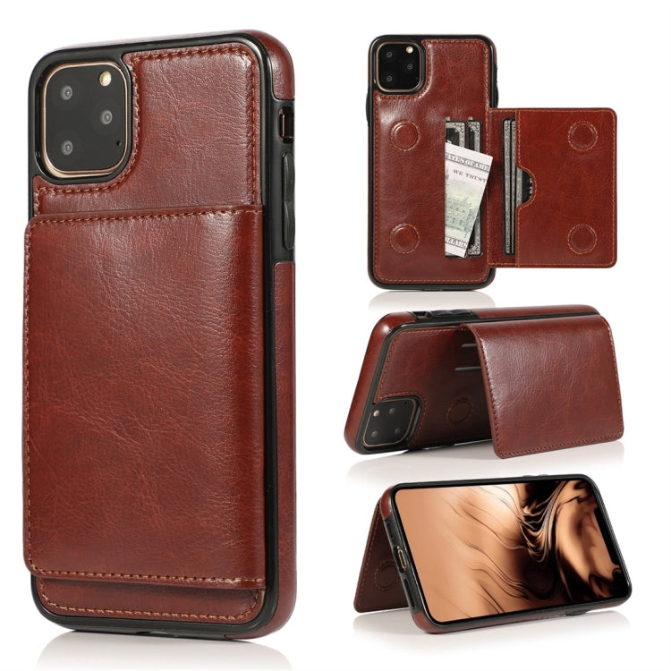 For iPhone 11 Pro Max Shockproof PU + TPU Protective Case with Card Slots & Holder