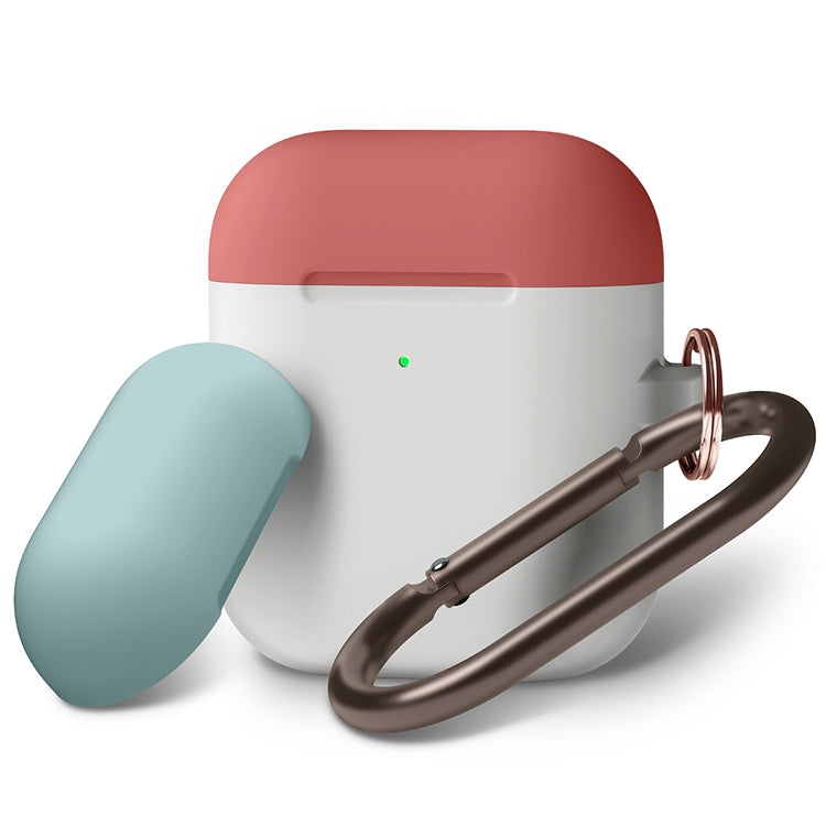 Anti-fall Silicone Charging Box Protective Case with Carabiner and Replaceable cap for AirPods 2