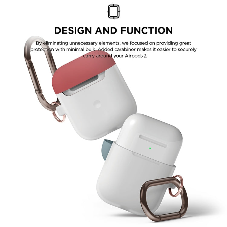 Anti-fall Silicone Charging Box Protective Case with Carabiner and Replaceable cap for AirPods 2