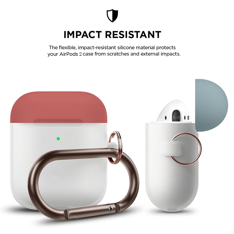 Anti-fall Silicone Charging Box Protective Case with Carabiner and Replaceable cap for AirPods 2