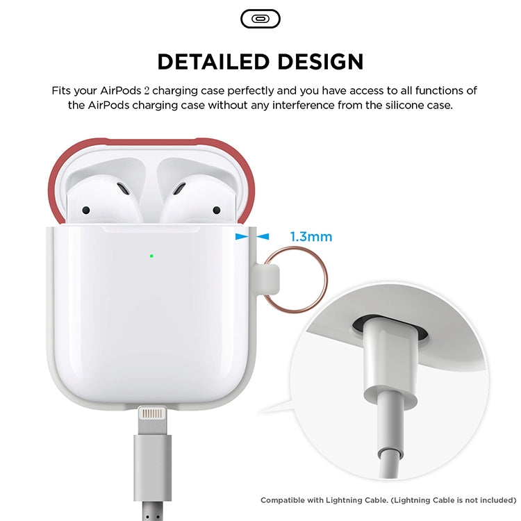 Anti-fall Silicone Charging Box Protective Case with Carabiner and Replaceable cap for AirPods 2