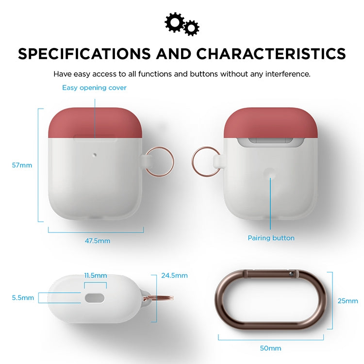 Anti-fall Silicone Charging Box Protective Case with Carabiner and Replaceable cap for AirPods 2