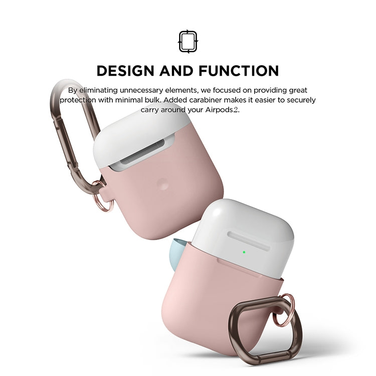 Anti-fall Silicone Charging Box Protective Case with Carabiner and Replaceable cap for AirPods 2