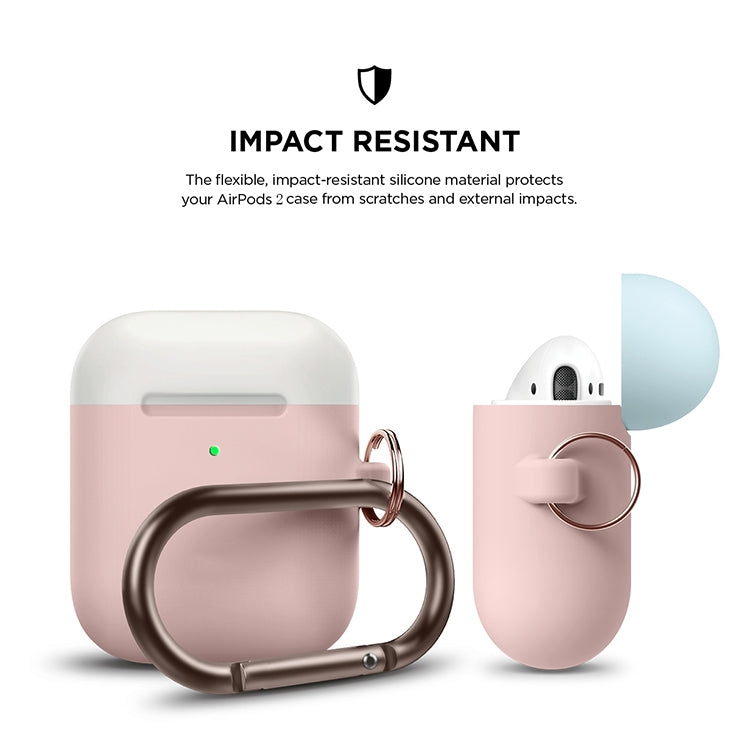 Anti-fall Silicone Charging Box Protective Case with Carabiner and Replaceable cap for AirPods 2