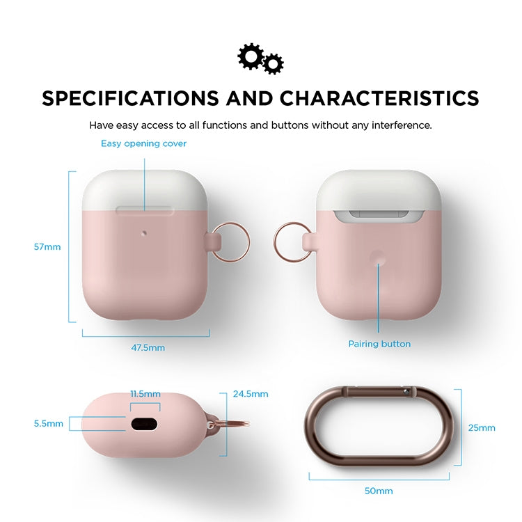 Anti-fall Silicone Charging Box Protective Case with Carabiner and Replaceable cap for AirPods 2