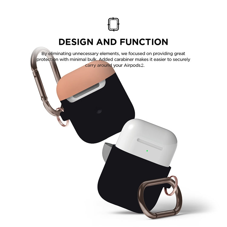 Anti-fall Silicone Charging Box Protective Case with Carabiner and Replaceable cap for AirPods 2