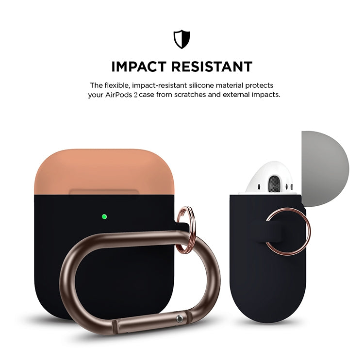 Anti-fall Silicone Charging Box Protective Case with Carabiner and Replaceable cap for AirPods 2