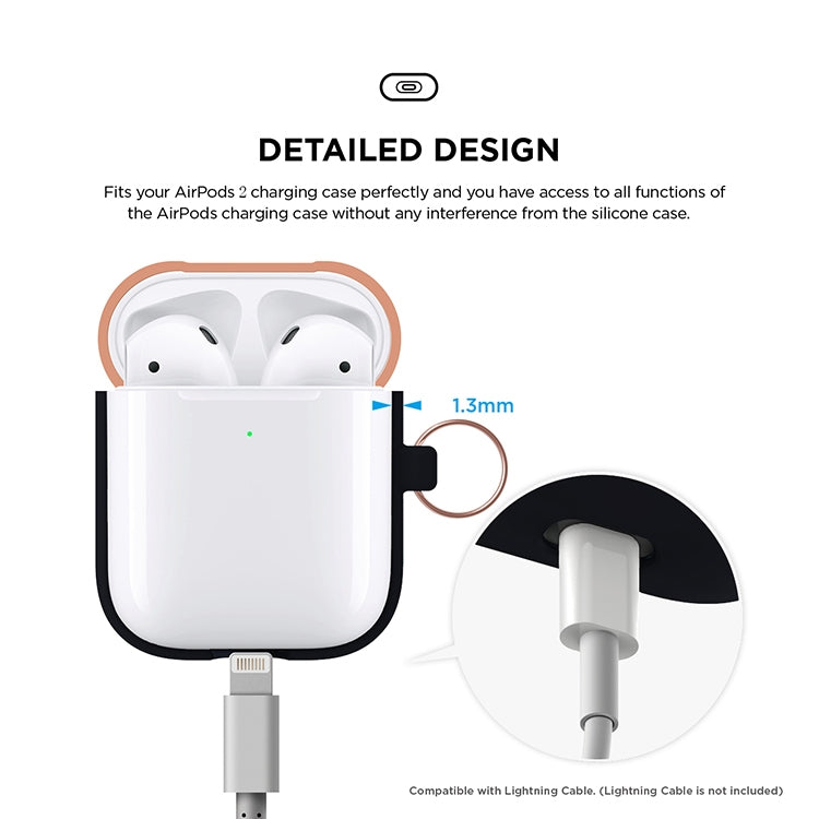 Anti-fall Silicone Charging Box Protective Case with Carabiner and Replaceable cap for AirPods 2