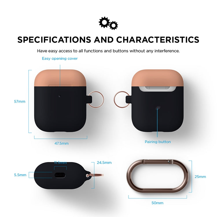 Anti-fall Silicone Charging Box Protective Case with Carabiner and Replaceable cap for AirPods 2