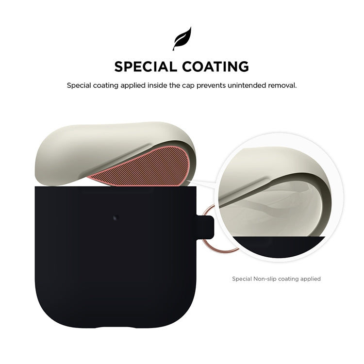 Anti-fall Silicone Charging Box Protective Case with Carabiner and Replaceable cap for AirPods 2