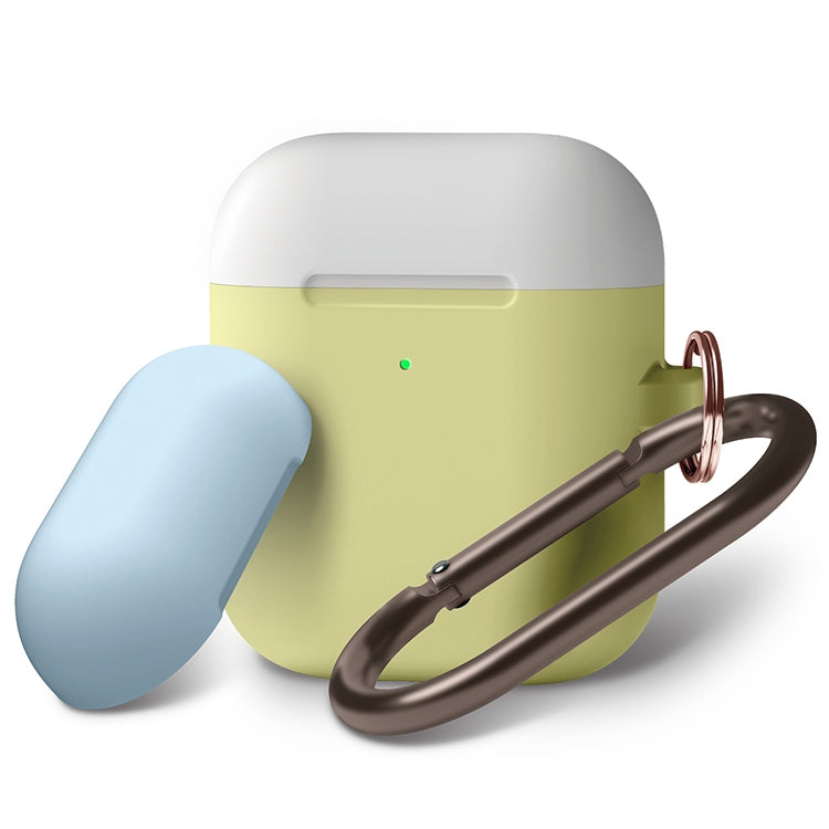 Anti-fall Silicone Charging Box Protective Case with Carabiner and Replaceable cap for AirPods 2