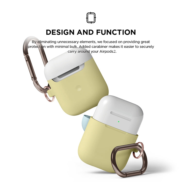 Anti-fall Silicone Charging Box Protective Case with Carabiner and Replaceable cap for AirPods 2