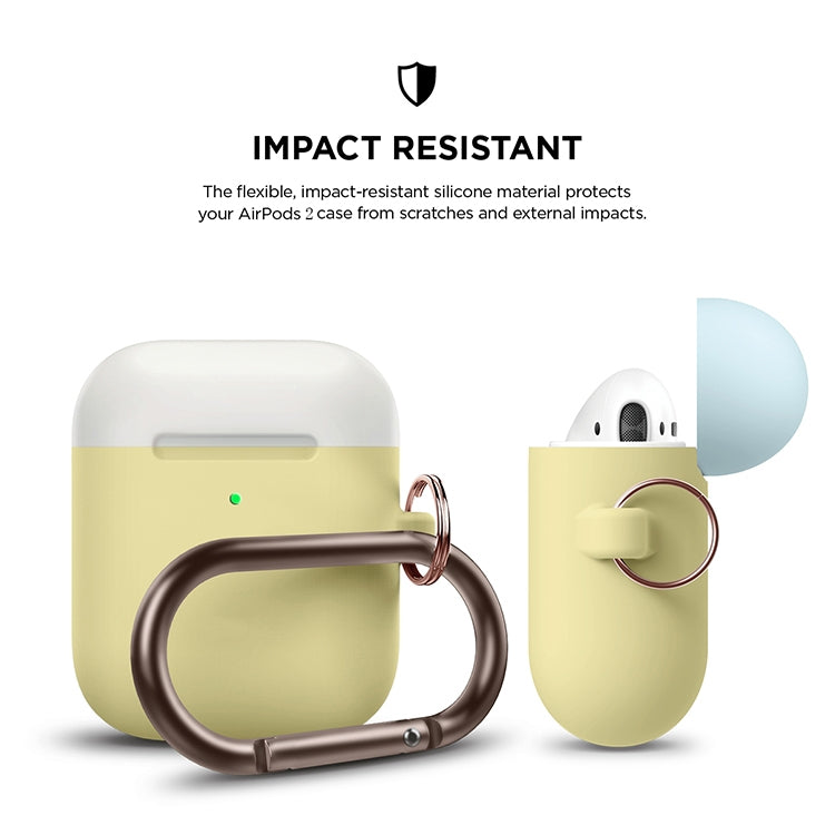 Anti-fall Silicone Charging Box Protective Case with Carabiner and Replaceable cap for AirPods 2