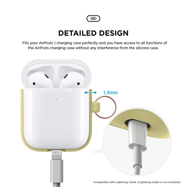 Anti-fall Silicone Charging Box Protective Case with Carabiner and Replaceable cap for AirPods 2