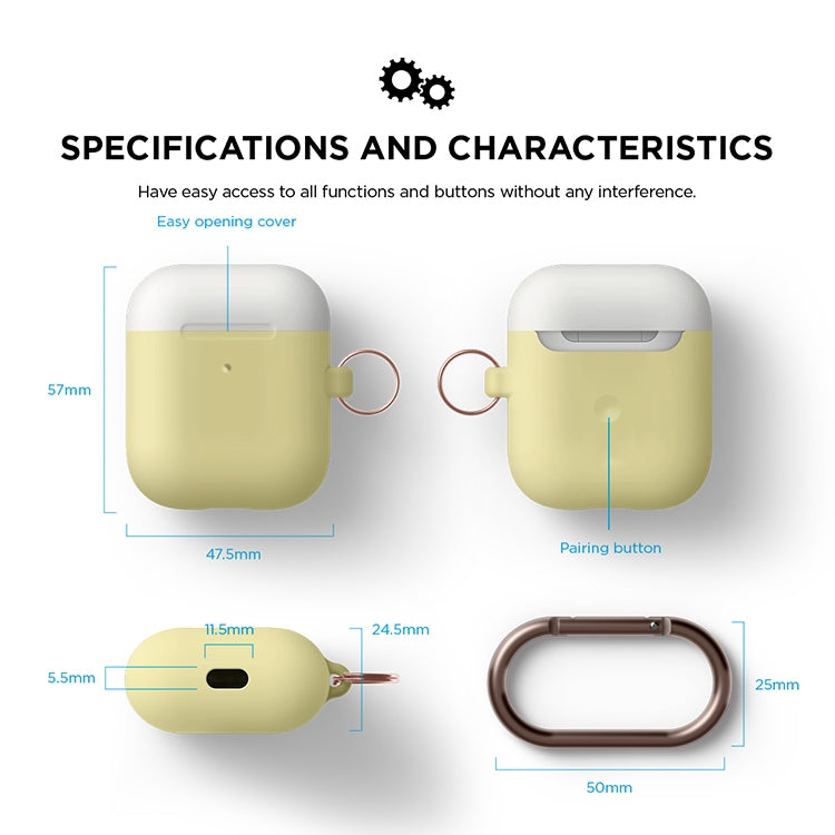 Anti-fall Silicone Charging Box Protective Case with Carabiner and Replaceable cap for AirPods 2