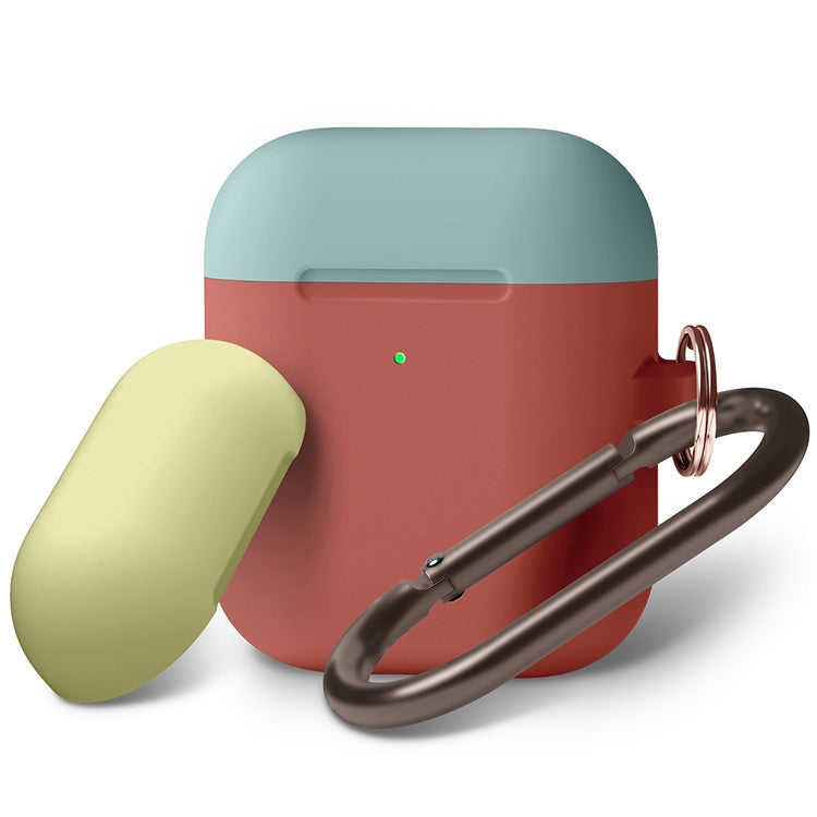 Anti-fall Silicone Charging Box Protective Case with Carabiner and Replaceable cap for AirPods 2