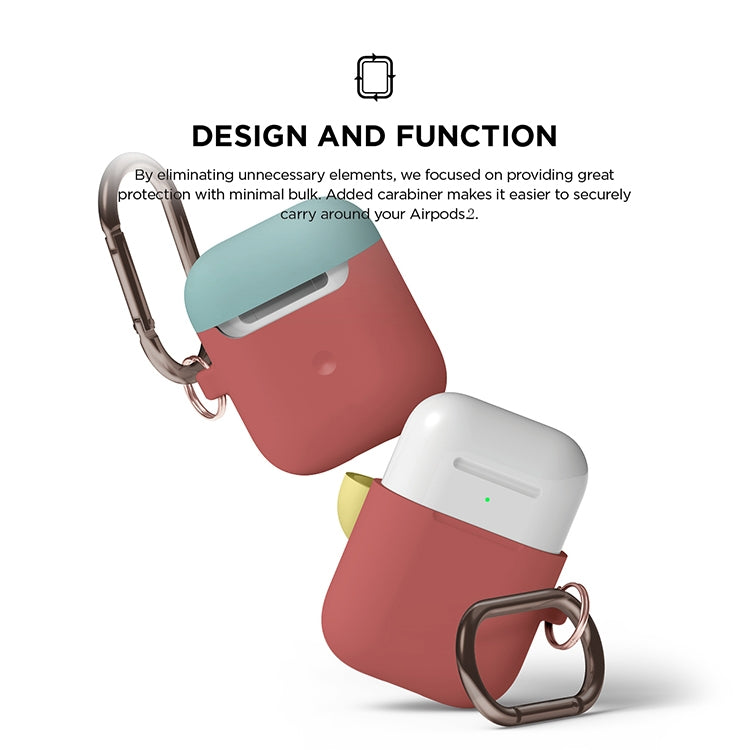 Anti-fall Silicone Charging Box Protective Case with Carabiner and Replaceable cap for AirPods 2