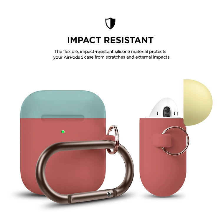 Anti-fall Silicone Charging Box Protective Case with Carabiner and Replaceable cap for AirPods 2