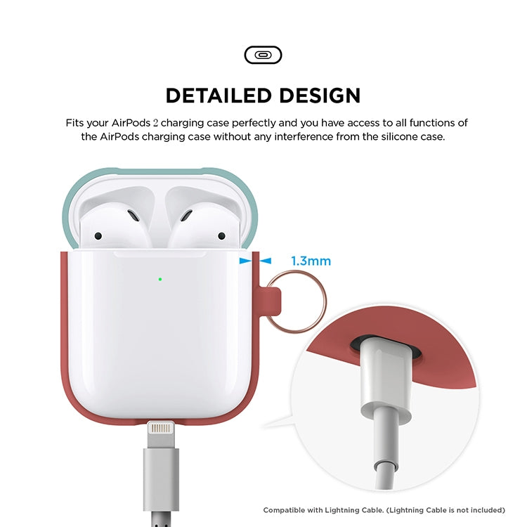 Anti-fall Silicone Charging Box Protective Case with Carabiner and Replaceable cap for AirPods 2