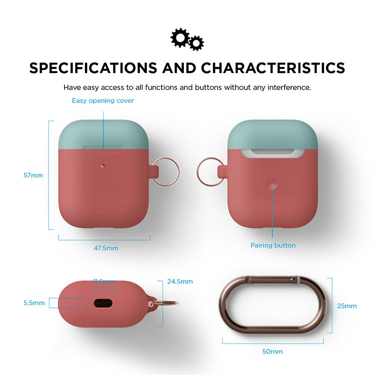 Anti-fall Silicone Charging Box Protective Case with Carabiner and Replaceable cap for AirPods 2