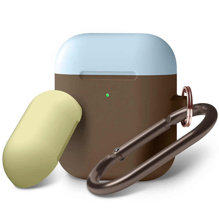 Anti-fall Silicone Charging Box Protective Case with Carabiner and Replaceable cap for AirPods 2