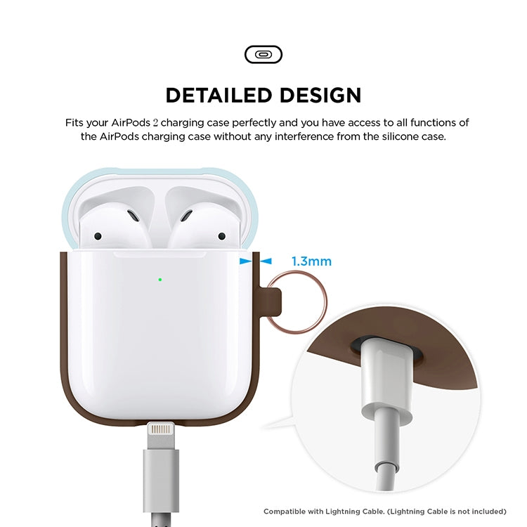 Anti-fall Silicone Charging Box Protective Case with Carabiner and Replaceable cap for AirPods 2