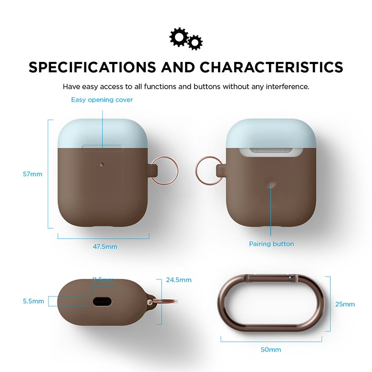 Anti-fall Silicone Charging Box Protective Case with Carabiner and Replaceable cap for AirPods 2