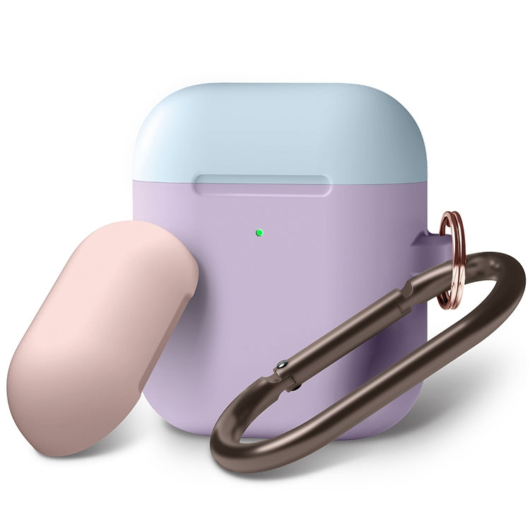 Anti-fall Silicone Charging Box Protective Case with Carabiner and Replaceable cap for AirPods 2