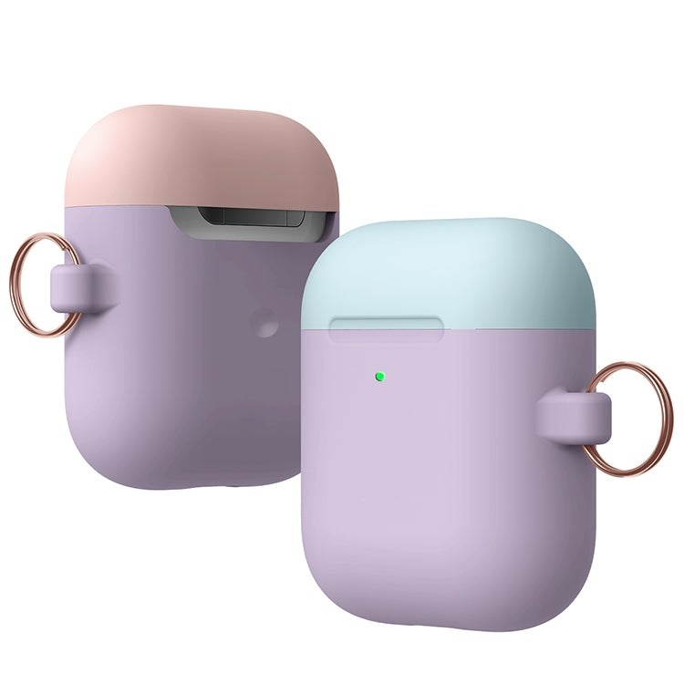 Anti-fall Silicone Charging Box Protective Case with Carabiner and Replaceable cap for AirPods 2