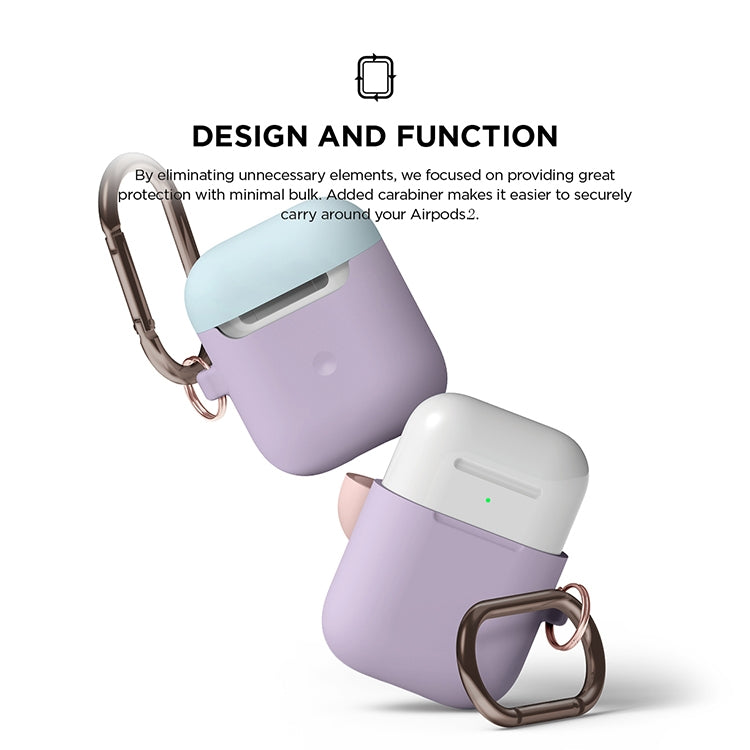 Anti-fall Silicone Charging Box Protective Case with Carabiner and Replaceable cap for AirPods 2