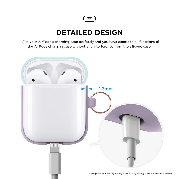 Anti-fall Silicone Charging Box Protective Case with Carabiner and Replaceable cap for AirPods 2