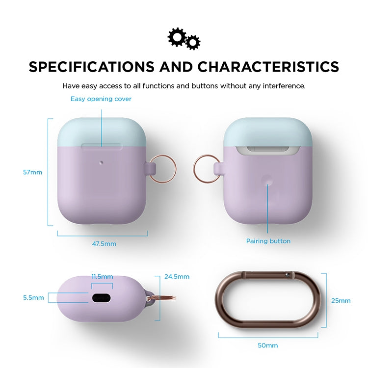Anti-fall Silicone Charging Box Protective Case with Carabiner and Replaceable cap for AirPods 2