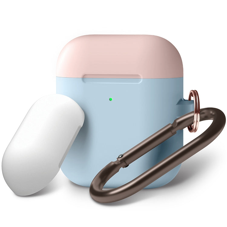 Anti-fall Silicone Charging Box Protective Case with Carabiner and Replaceable cap for AirPods 2