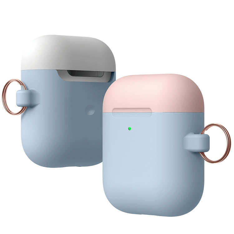 Anti-fall Silicone Charging Box Protective Case with Carabiner and Replaceable cap for AirPods 2