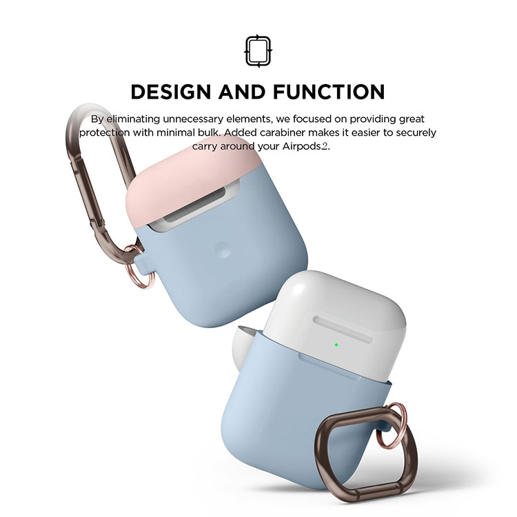 Anti-fall Silicone Charging Box Protective Case with Carabiner and Replaceable cap for AirPods 2