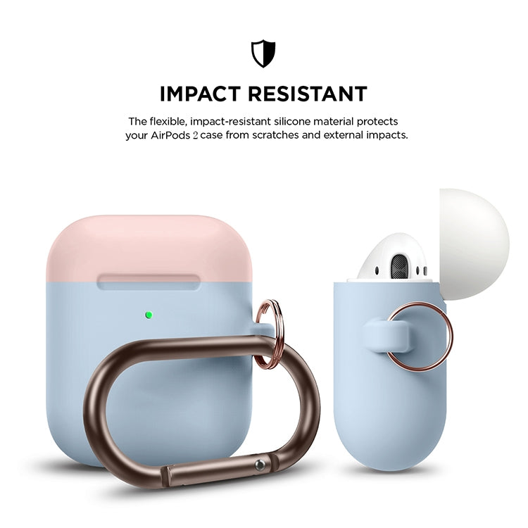 Anti-fall Silicone Charging Box Protective Case with Carabiner and Replaceable cap for AirPods 2
