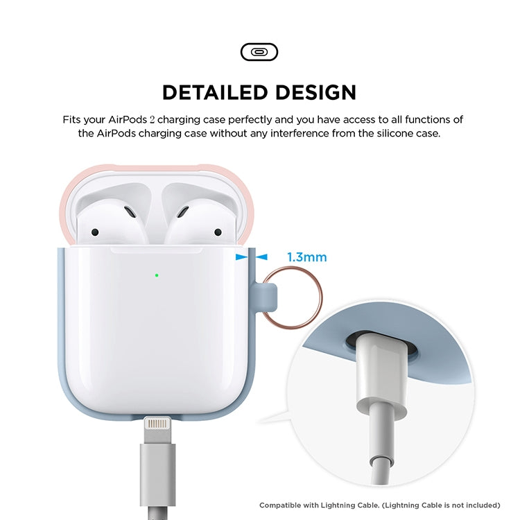 Anti-fall Silicone Charging Box Protective Case with Carabiner and Replaceable cap for AirPods 2