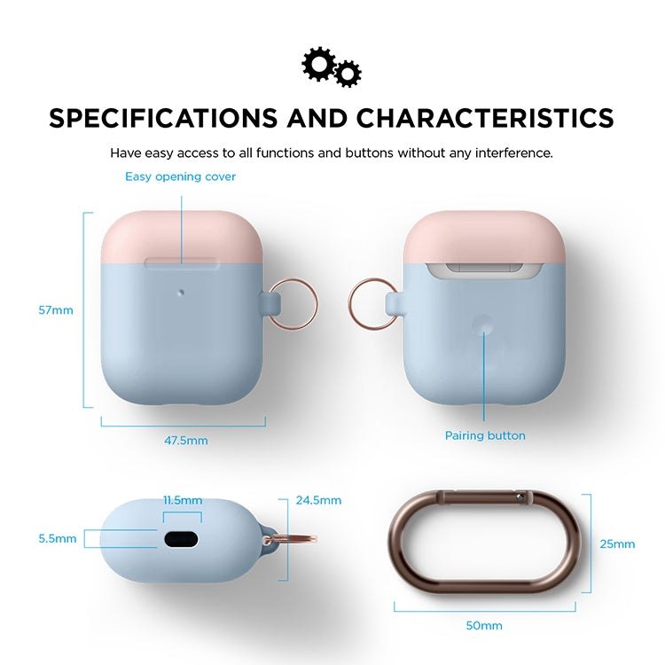 Anti-fall Silicone Charging Box Protective Case with Carabiner and Replaceable cap for AirPods 2