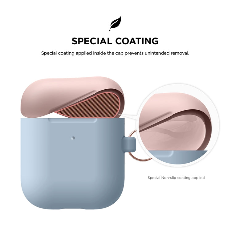 Anti-fall Silicone Charging Box Protective Case with Carabiner and Replaceable cap for AirPods 2