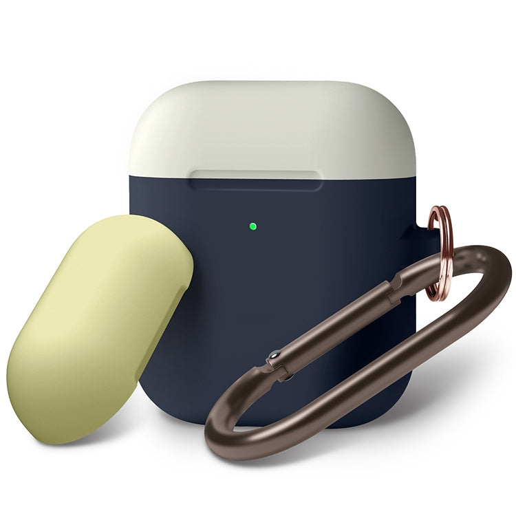 Anti-fall Silicone Charging Box Protective Case with Carabiner and Replaceable cap for AirPods 2
