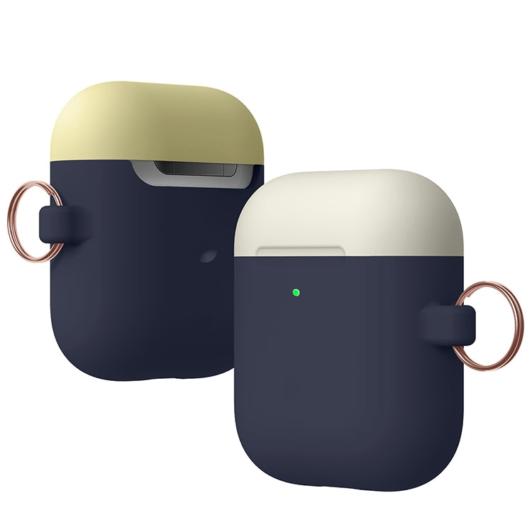 Anti-fall Silicone Charging Box Protective Case with Carabiner and Replaceable cap for AirPods 2