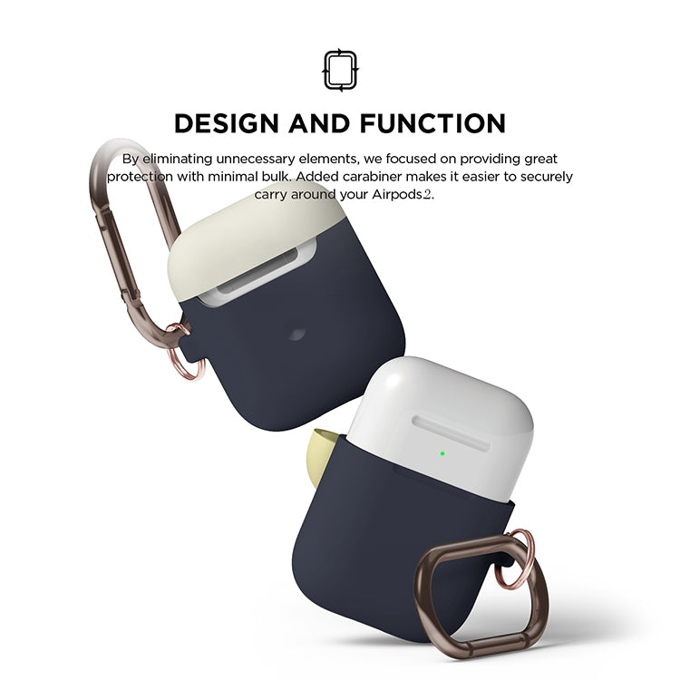 Anti-fall Silicone Charging Box Protective Case with Carabiner and Replaceable cap for AirPods 2