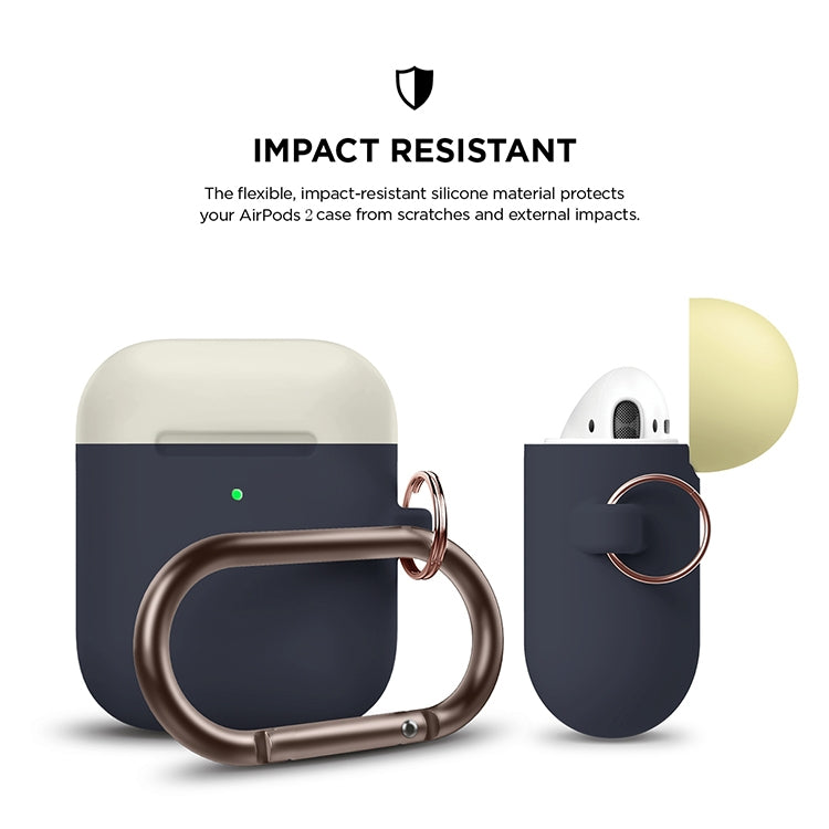 Anti-fall Silicone Charging Box Protective Case with Carabiner and Replaceable cap for AirPods 2