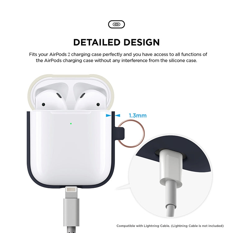 Anti-fall Silicone Charging Box Protective Case with Carabiner and Replaceable cap for AirPods 2