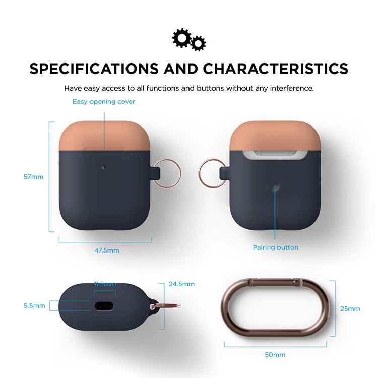 Anti-fall Silicone Charging Box Protective Case with Carabiner and Replaceable cap for AirPods 2