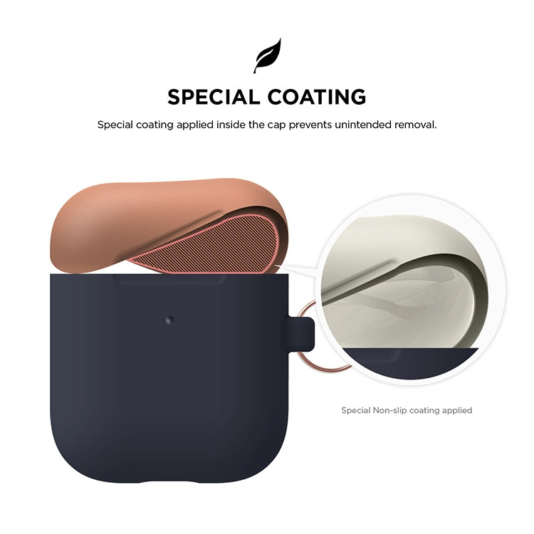 Anti-fall Silicone Charging Box Protective Case with Carabiner and Replaceable cap for AirPods 2